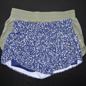 2 pairs Avia Blue Teal Printed Run Shorts Size L/XL 12-14 Athletic Festival Acti